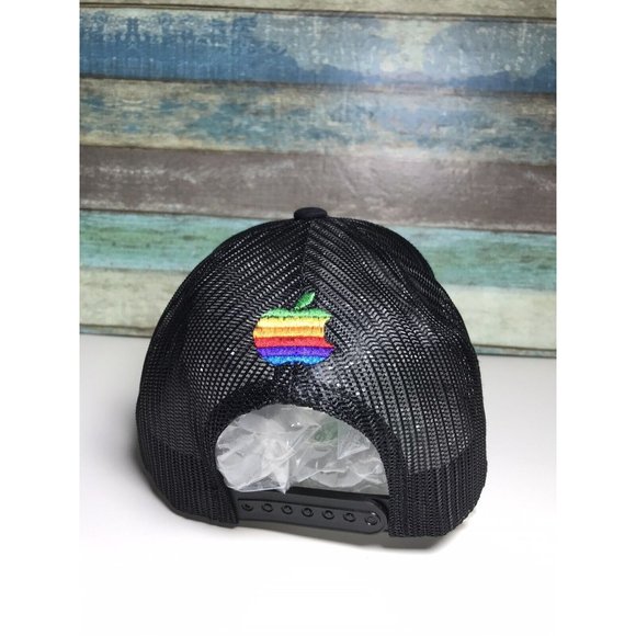 Apple Computers The Mac Logo Embroidered Rare snapback trucker hat mens Black - Picture 5 of 10